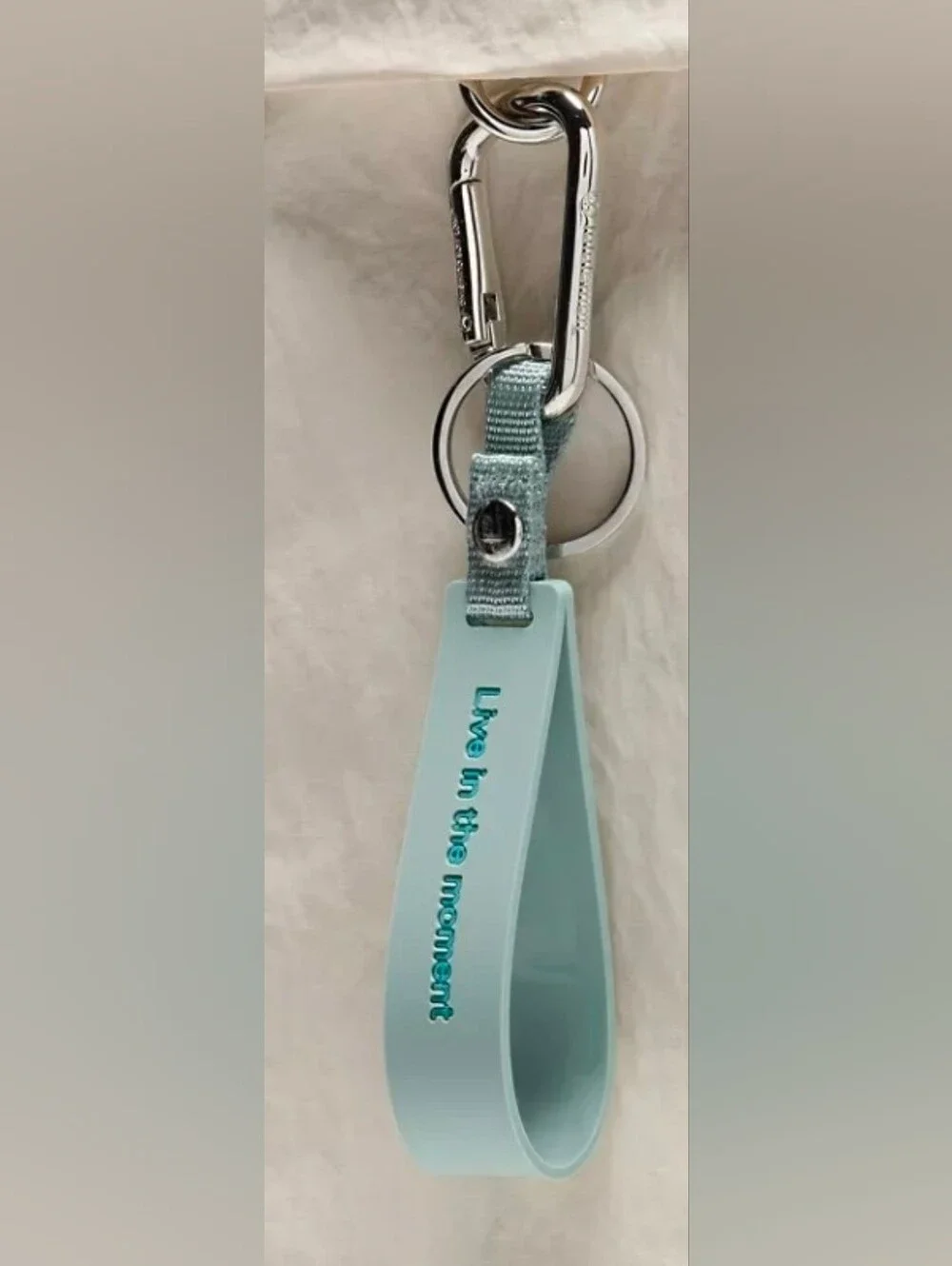 lululemon athletica Teal Silicone Keychain with Silver Hardware